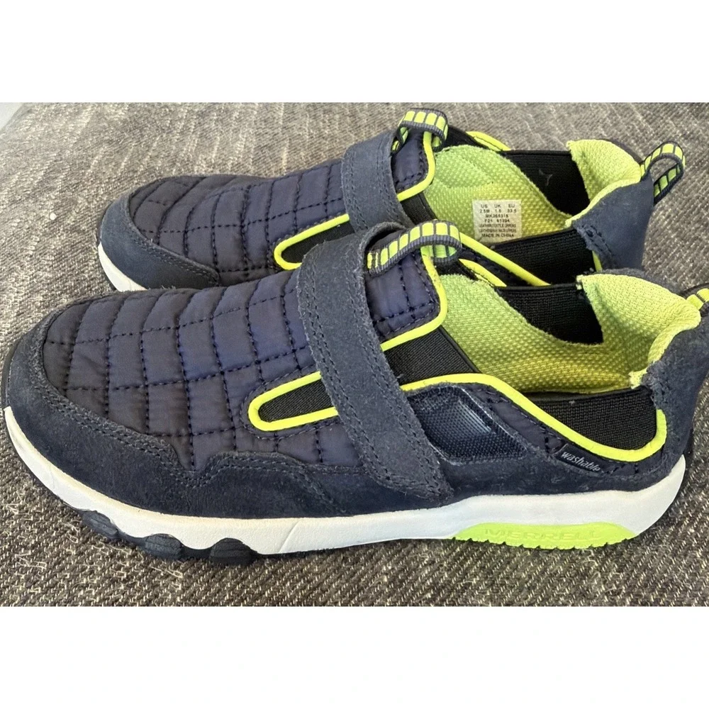 Merrell Jungle Moc Slip-On Blue Quilted Suede Shoes Kids Youth Unisex Size 2.5M